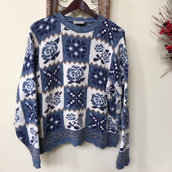 Denim Republic Denim Blue & Cream Sweater - Picture 1 of 5